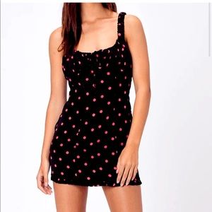 For love and lemons silk black and pink dress size medium